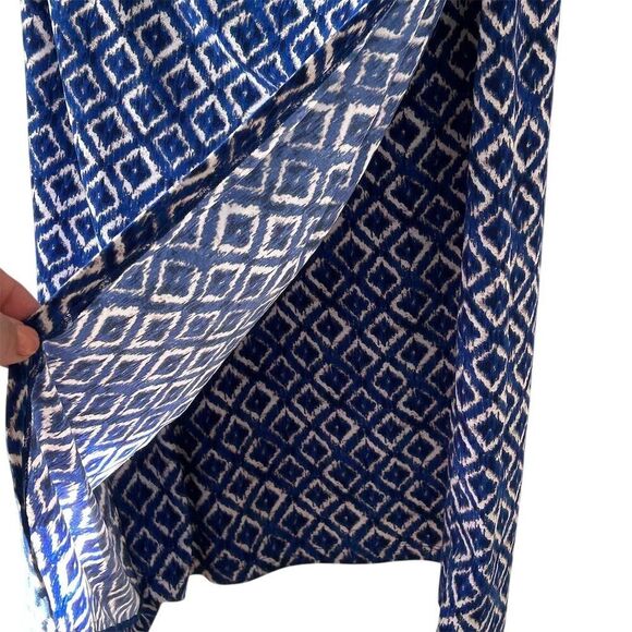 Lauren Ralph Lauren Women's Blue Faux Wrap Dress Size 6 Diamond Print - Picture 7 of 14